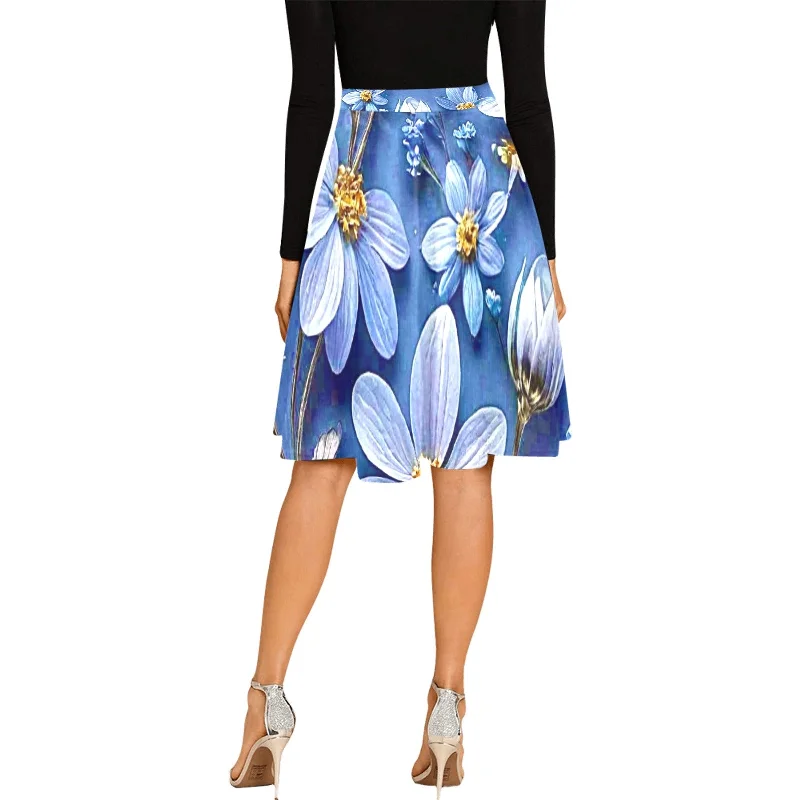 Women's Pleated Midi Skirt (Model D15) cashmere skirt rich