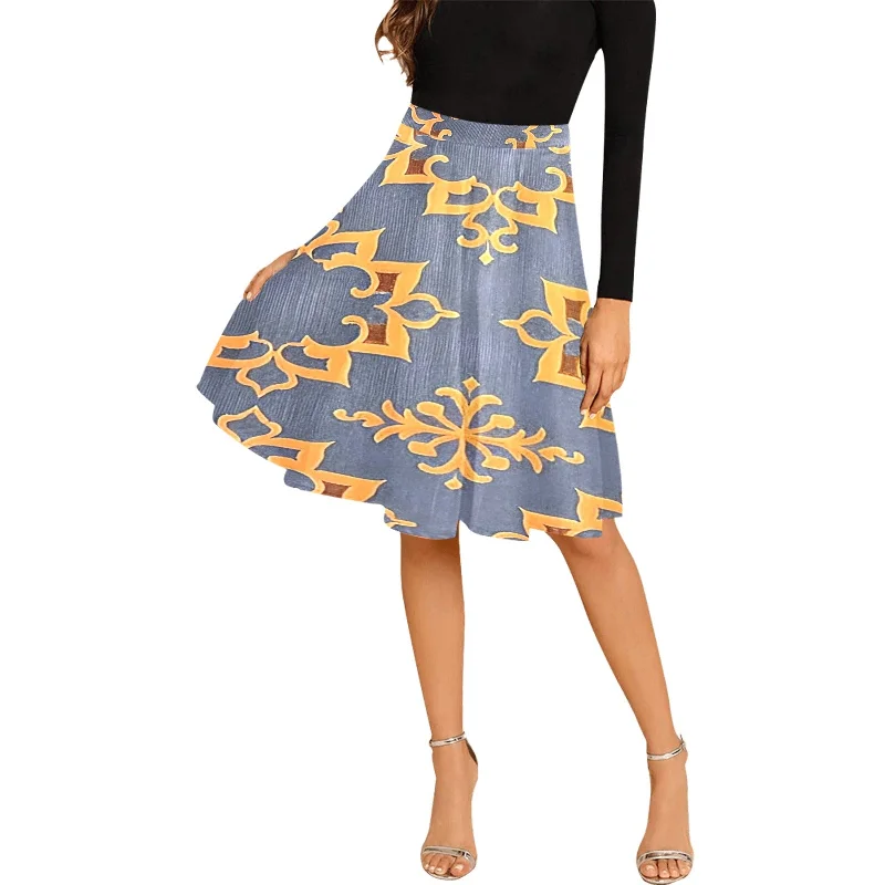Women's Pleated Midi Skirt (Model D15) velvet skirt sumptuous