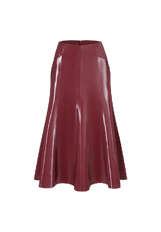 Rhodes Glossy Water-Resistent Knee-Length Skirt with Side Pockets