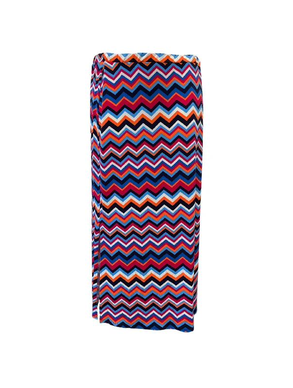 Leota Women's Multicoloured Chevron Long Slit Straight Skirt #3675A 2Large NWT