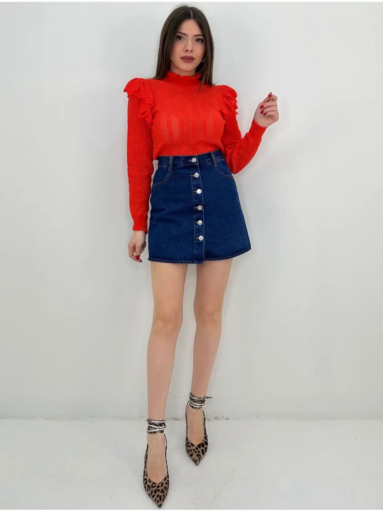 Mini Skirt W/Front Button