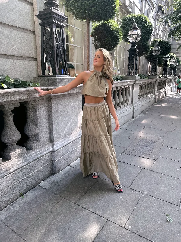 Monaco Maxi Skirt - Olive Green