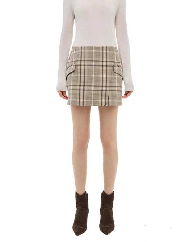 Payton Sand Plaid Skirt - SIMKHAI