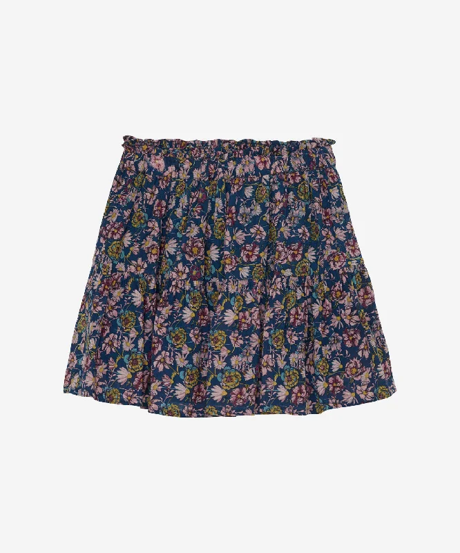 Voile Skirt AOP Flowers Sea Blue