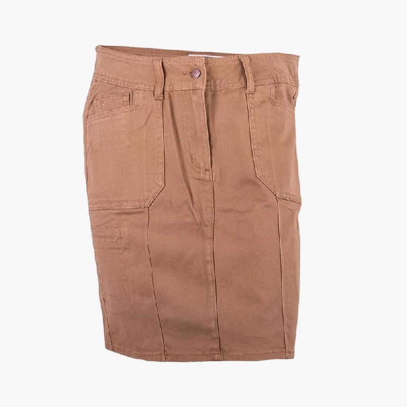 Wildebees Womens Stretch Cargo Skirt Donkey