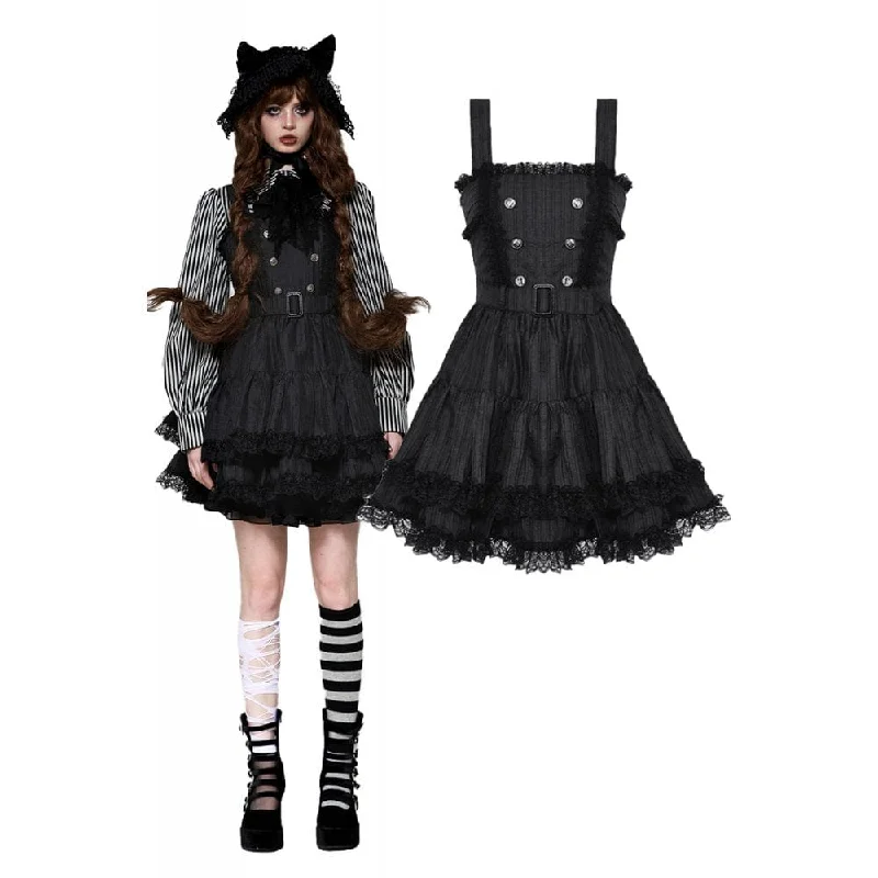 Women's Lolita Buttons Lace Suspender Skirt