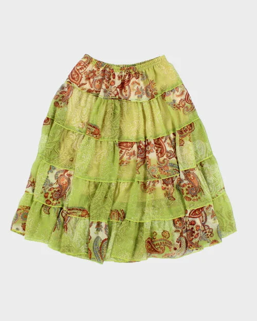 Y2k 00s Paisley Pattern Tiered Skirt - S