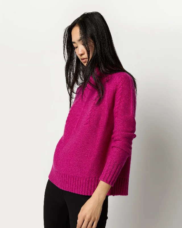 Elsey Funnel-Neck Sweater Zippered Front Buttoned Front Snap Front