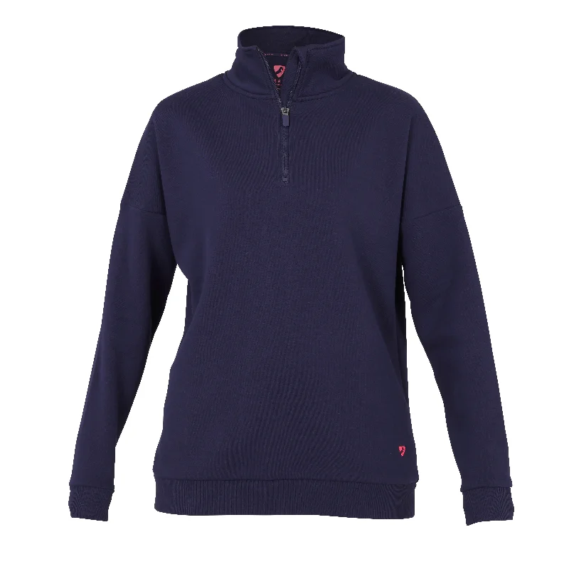 Aubrion Ladies Serene Half Zip Sweater Front Pockets Side Pockets Patch Pockets