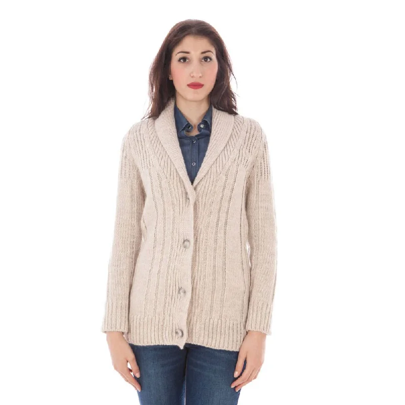 Beige Wool Sweater Spandex Rayon Corduroy