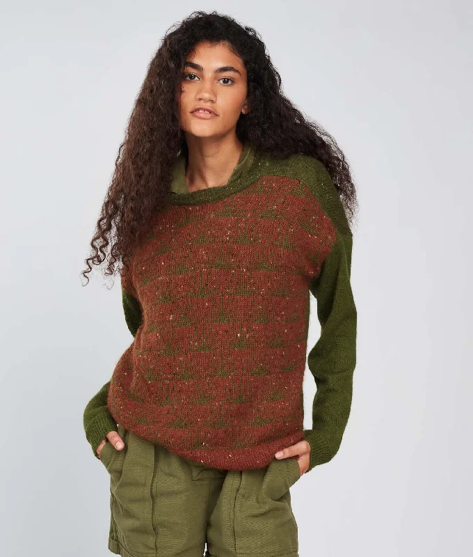 Bicolor PTP Motif Sweater Satin Blend Silk Blend Wool Blend