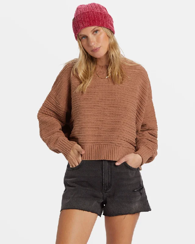 Billabong Evie Sweater - SHORELINE Striped Floral Plaid