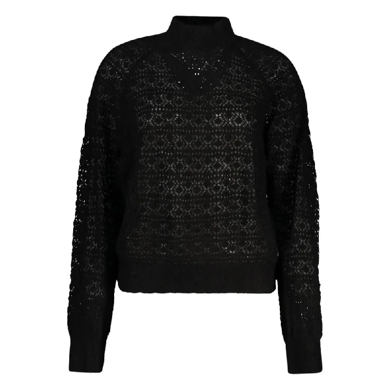 Black Alpaca Sweater Embroidered Appliqued Beaded