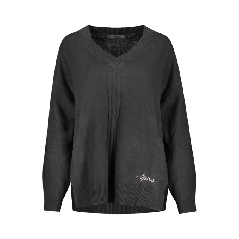 Black Acrylic Women Sweater Neon Metallic Matte