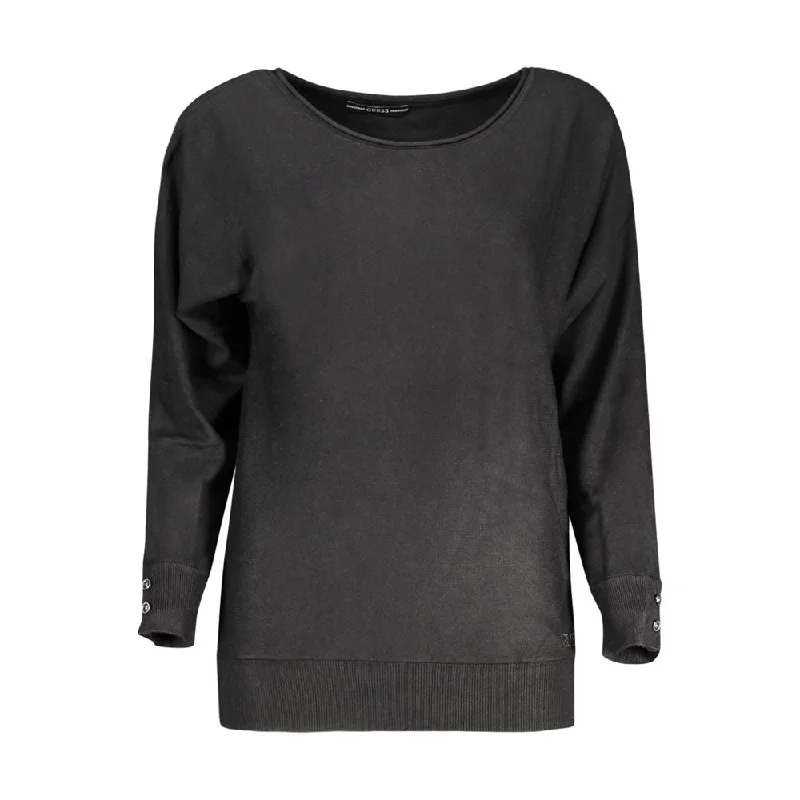 Black Viscose Sweater Hooded Caped Shawl Collar