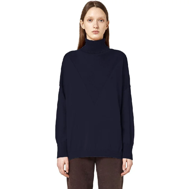 Blue Silk Sweater Mesh Blend Leather Blend Suede Blend