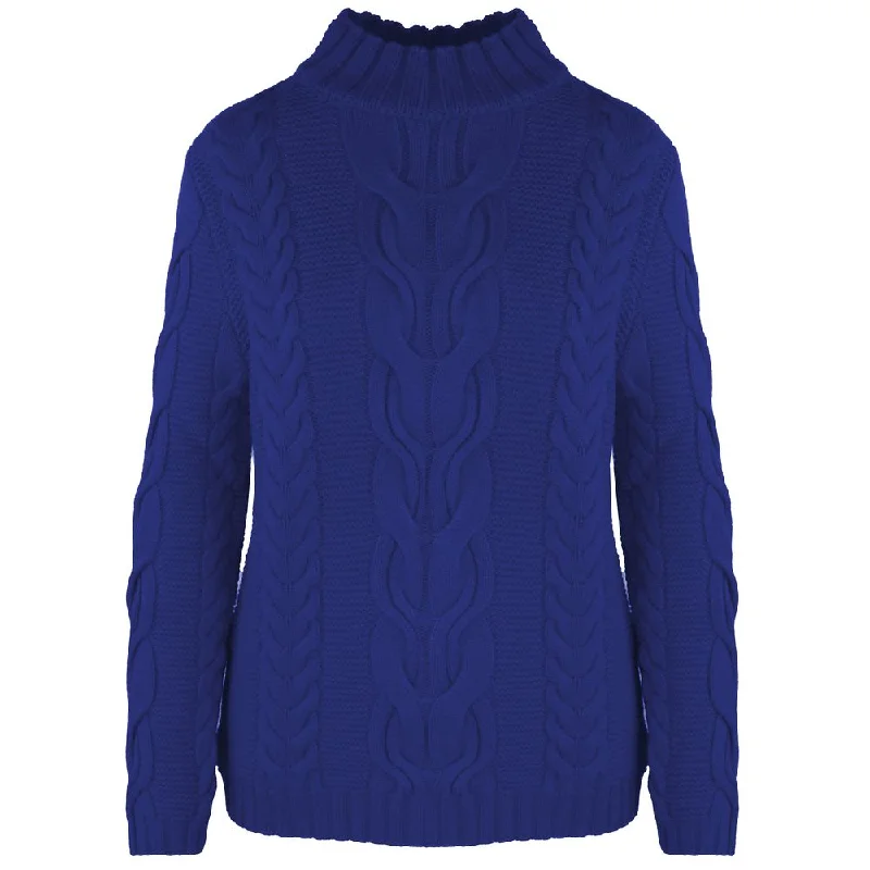 Blue Wool Sweater Zippered Buttoned Snapped