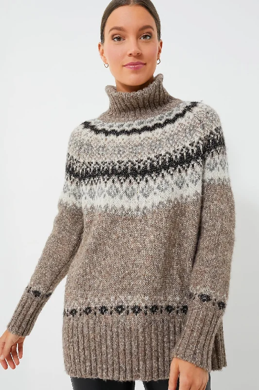 Brown Tinsbury Sweater Chenille Brocade Lace