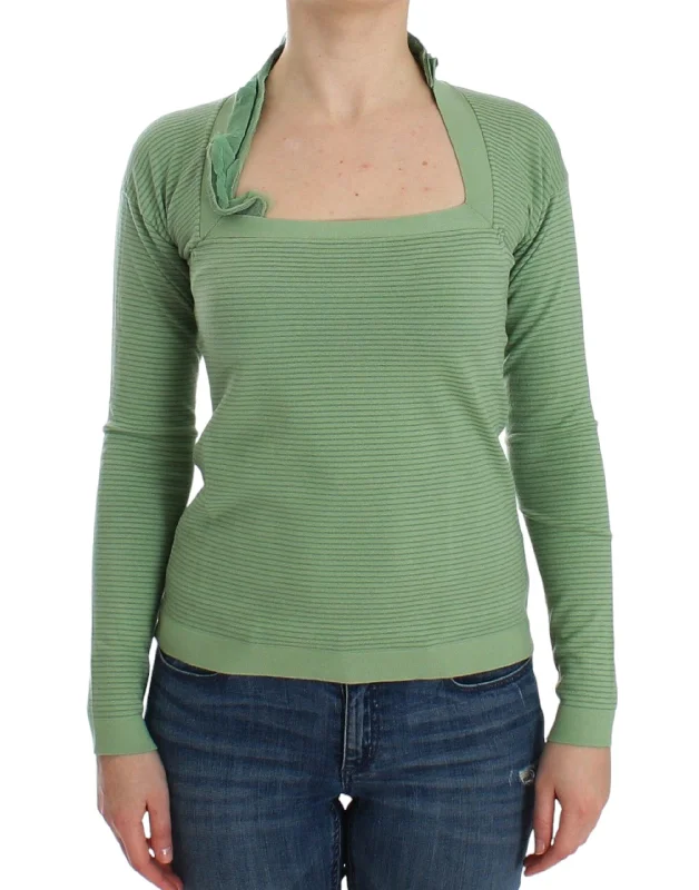 Elegant Green Striped Wool Blend Sweater Rayon Fabric Velvet Fabric Corduroy Fabric
