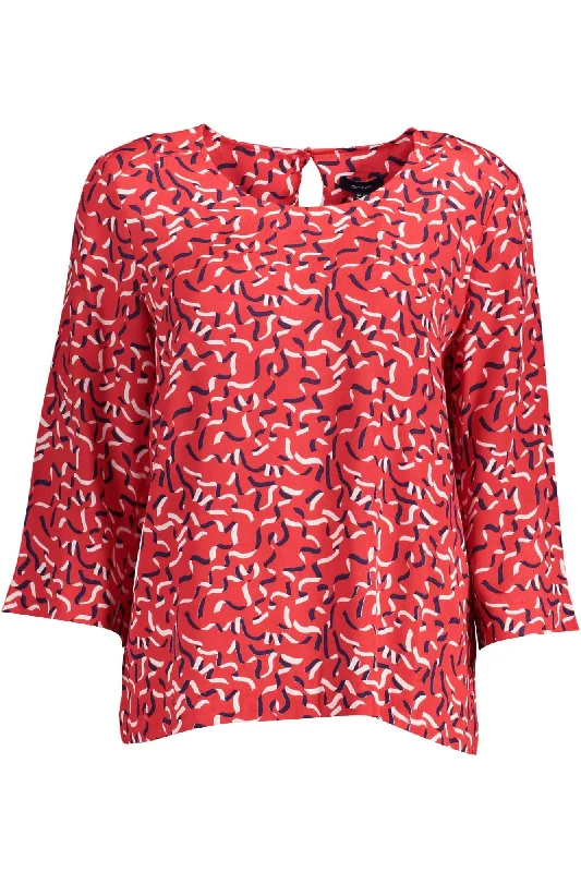 Red Viscose Women Sweater Terry Blend Velvet Blend Canvas Blend