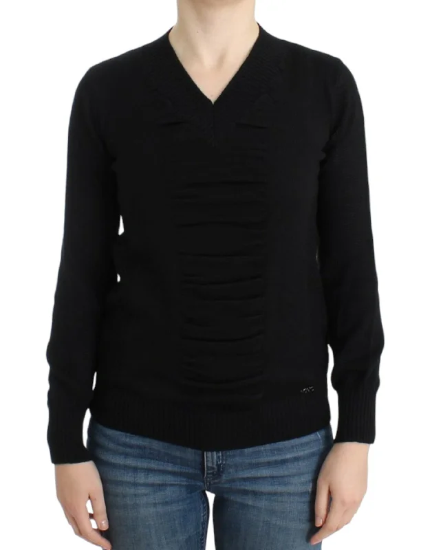 Elegant V-Neck Lightweight Sweater Terry Terry Cloth Terry Knit