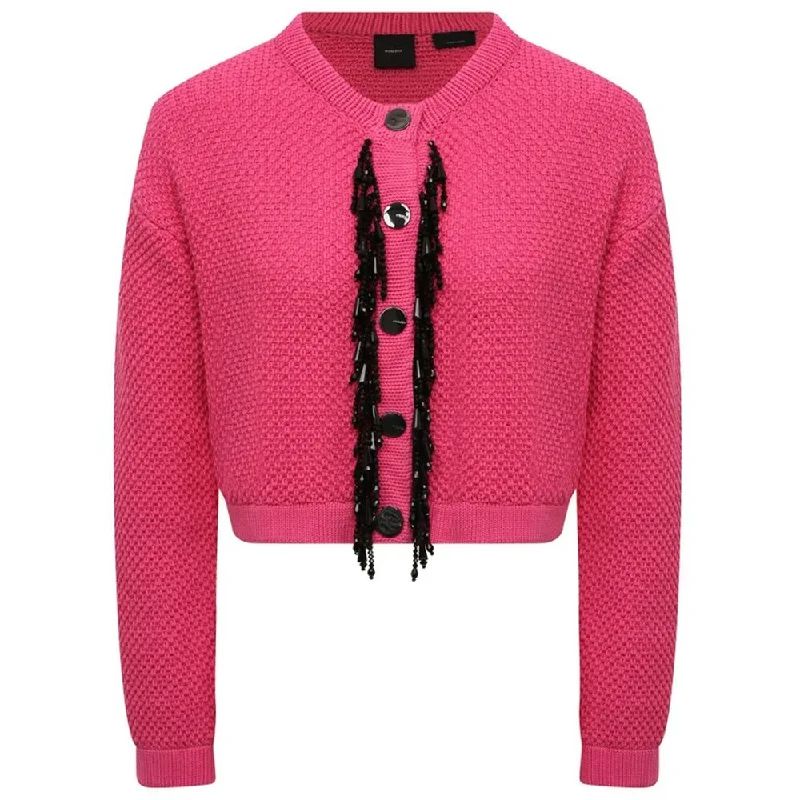 Fuchsia Cotton Sweater Toggled Drawstring Belted