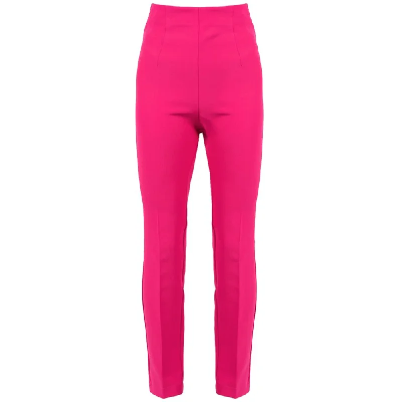 Fuchsia Polyester Sweater Zippered Buttoned Snapped