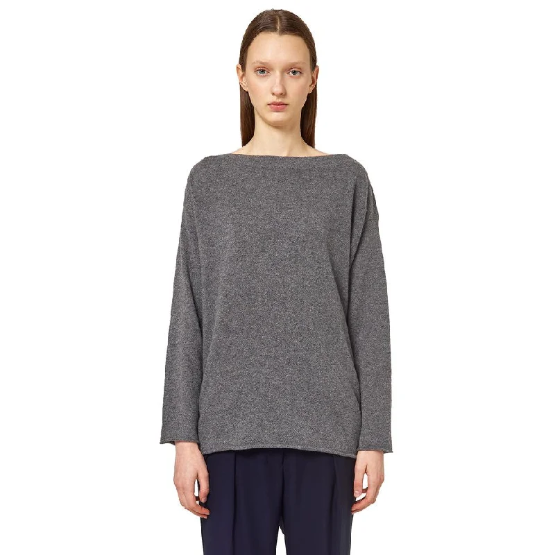 Gray Cashmere Sweater Notch Collar Peter Pan Collar Cowl Neck