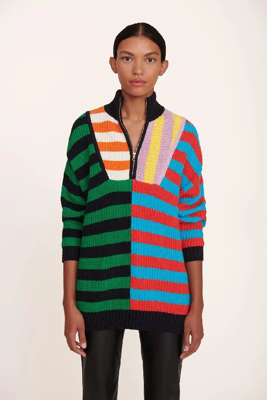 HAMPTON SWEATER | CABANA STRIPE MULTI Zippered Front Buttoned Front Snap Front