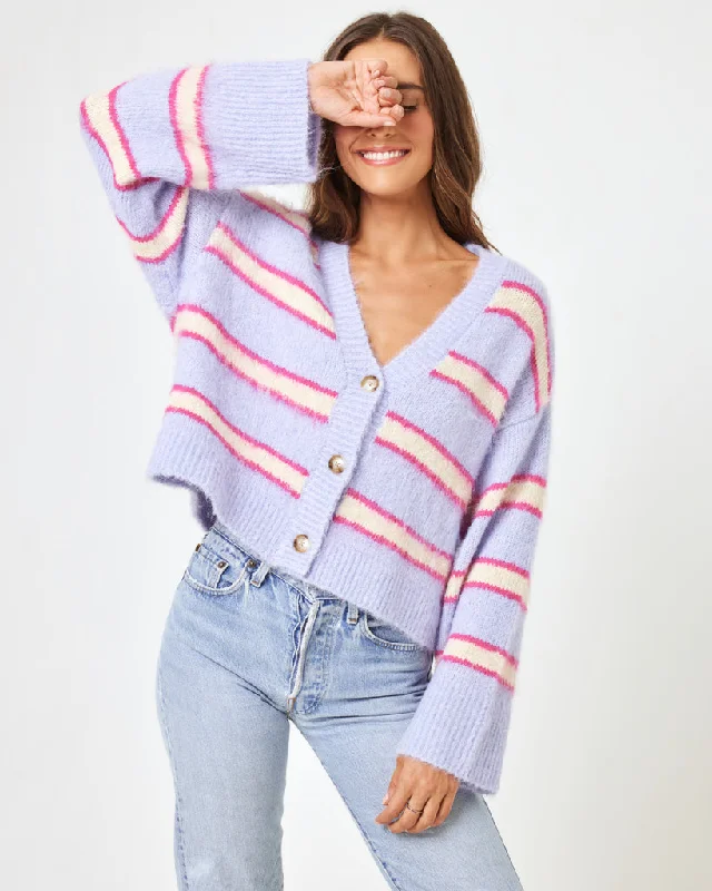L Space Montauk Sweater - SANDY DUNE STRIPE Silk Blend Satin Velvet