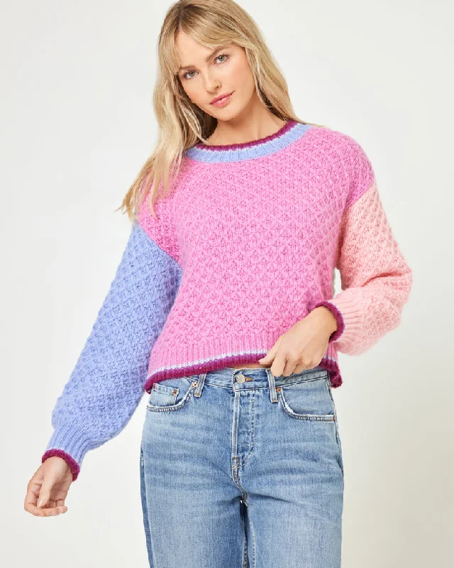 LSpace Pretty Please Sweater - COSTA DEL SOL COLORBLOCK Beaded Sweater Sequined Faux Fur