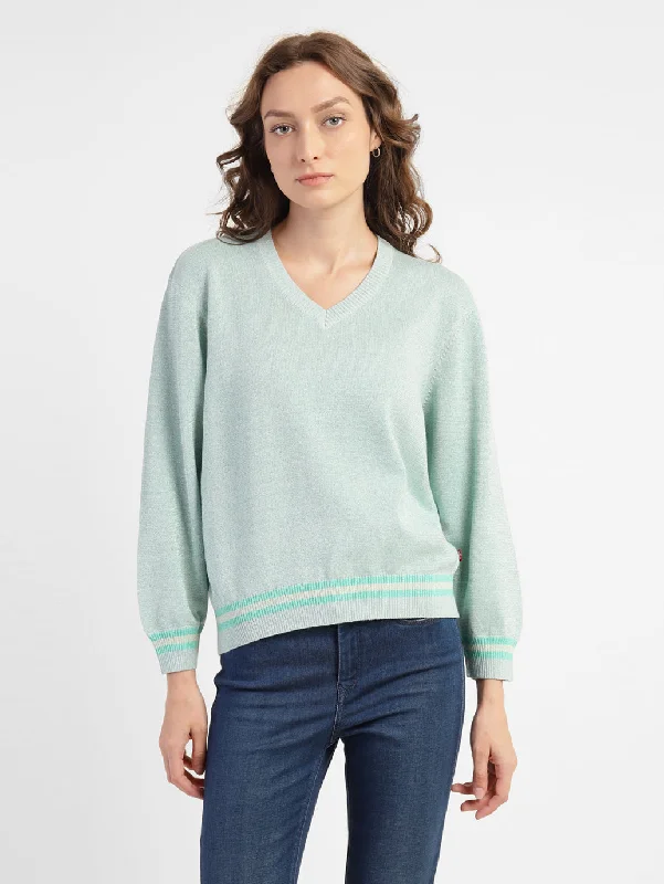 Women's Solid V Neck Sweater Cotton Fabric Linen Fabric Terry Fabric