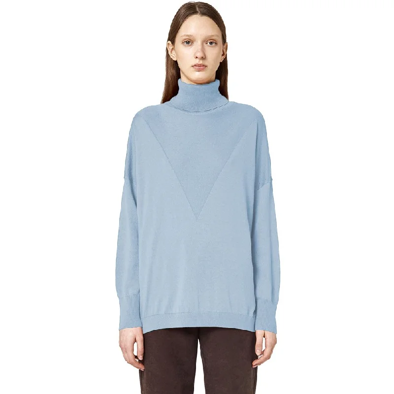 Light Blue Silk Sweater Hooded Caped Shawl Collar