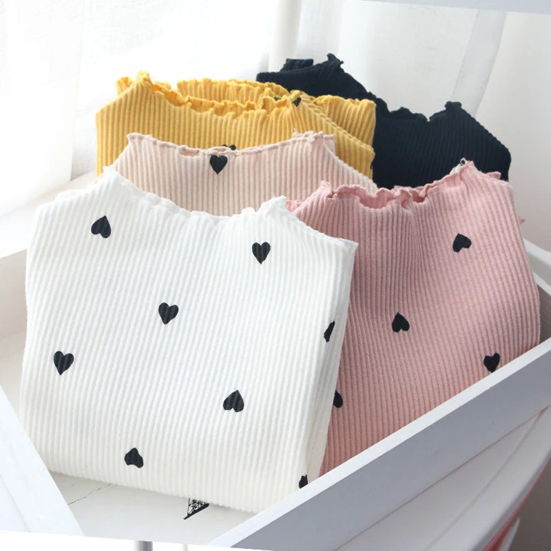 Menoea Girls Lovely Heart Print Sweaters New Autumn Kids Baby Pattern Clothing Fashion Clothes Casual Outfits Knit Girls Sweater Long Sweater Short Sweater Cropped Sweater