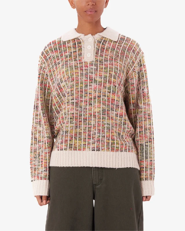 Obey DELPHINE POLO SWEATER - BRIGHT MULTI Herringbone Houndstooth Plaid