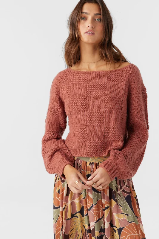 ONeill SACHA LONG SLEEVE SWEATER - CEDAR WOOD Satin Fabric Silk Fabric Chiffon Fabric