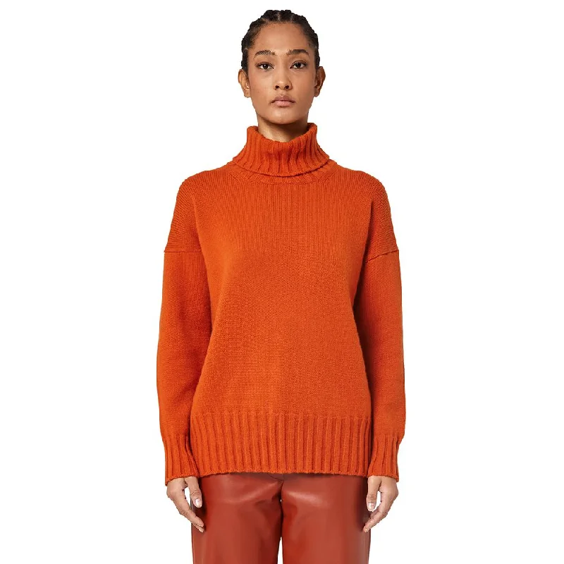Orange Cashmere Sweater Stretchy Elastic Breathable