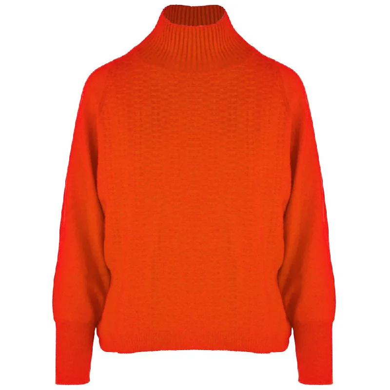 Orange Cashmere Sweater Ribbed Striped Patterned