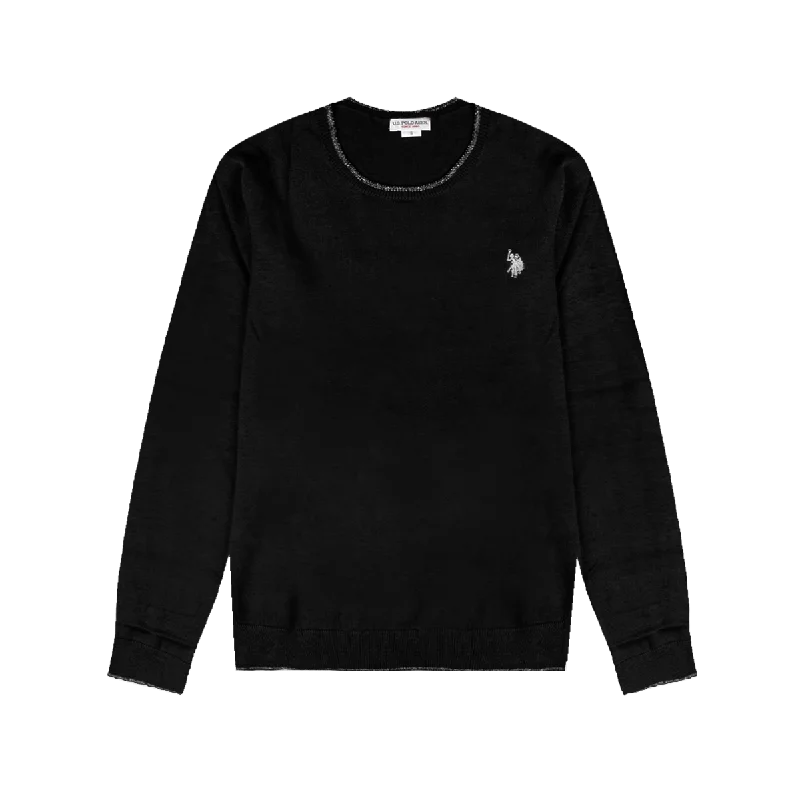 Pam Sweater - Black Boat Neck Shawl Collar Notched Collar