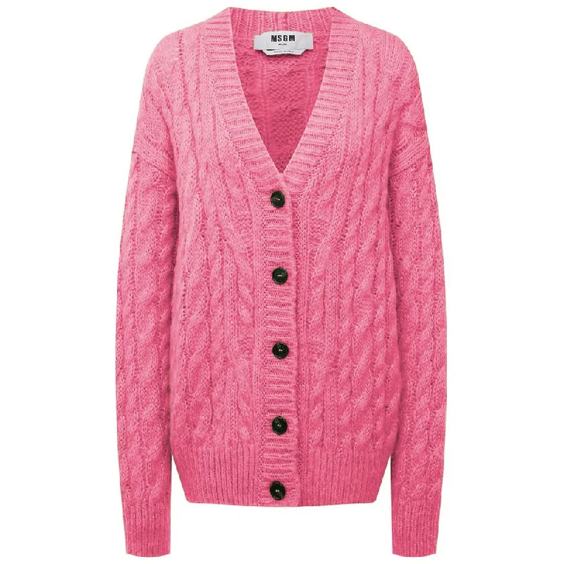 Pink Acrylic Sweater Hooded Sweater Collared Sweater Shawl Collar