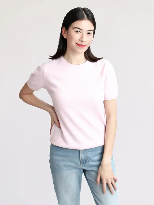 100% Mongolian Cashmere Round Neck Short Sleeves Sweater Lightweight Heavyweight Midweight