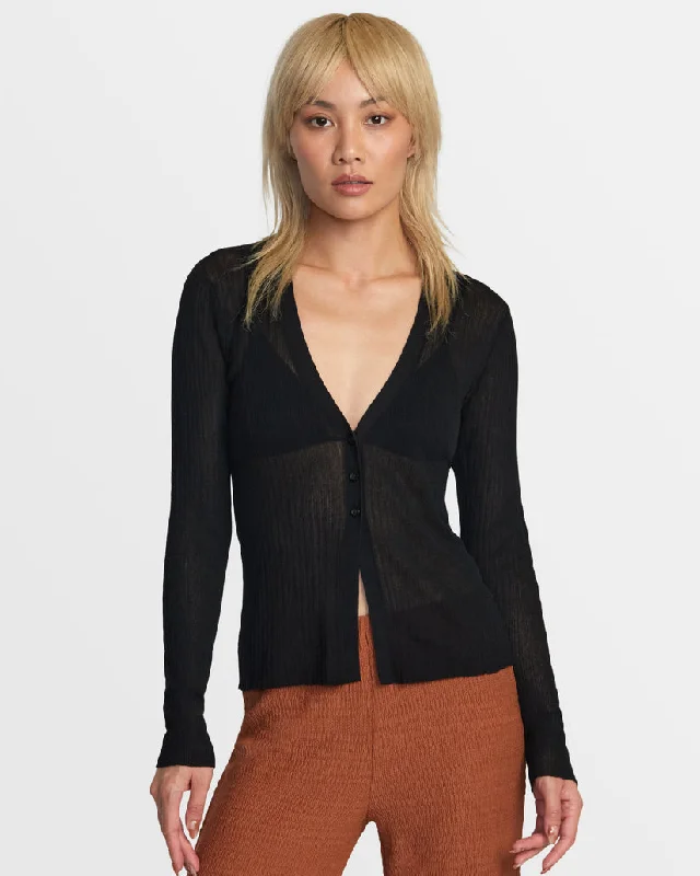 RVCA MORTICIA SWEATER TOP - BLACK Lightweight Heavyweight Midweight