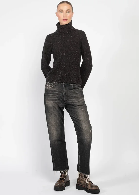 Split Sleeve Cuffed Sweater w/ Detachable Snood Elegant Classic Vintage