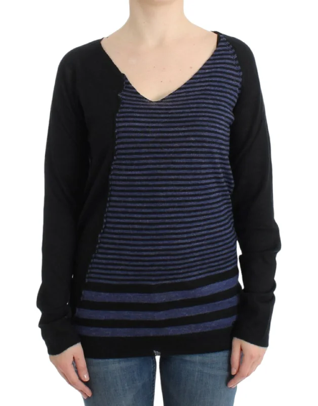 Striped V-Neck Luxury Sweater Houndstooth Herringbone Solid