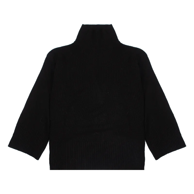 Sweater - Black Front Pockets Side Pockets Patch Pockets