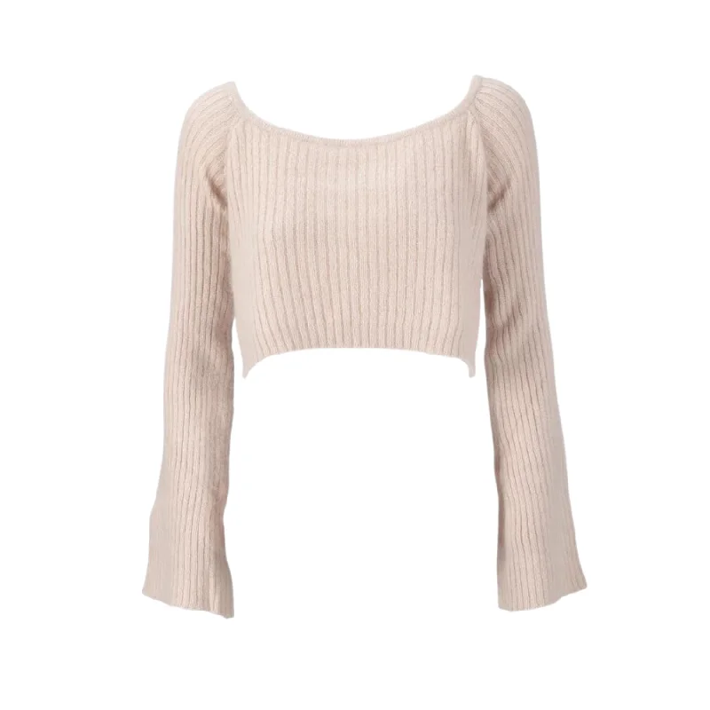 Sweater - White Spandex Blend Rayon Blend Denim Blend