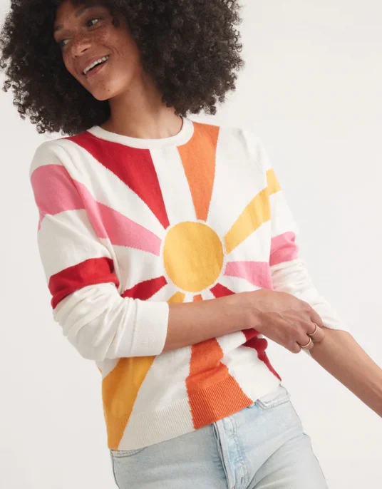 Women's Exploded Sun Icon Sweater Nylon Fabric Polyester Fabric Spandex Fabric