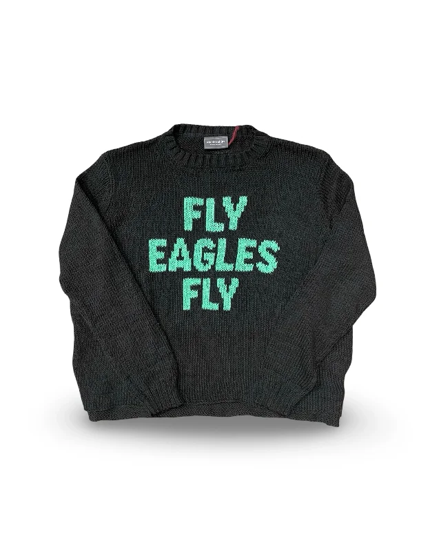 Women's Fly Eagles Fly Crew Cotton Sweater Sequined Glittery Shiny