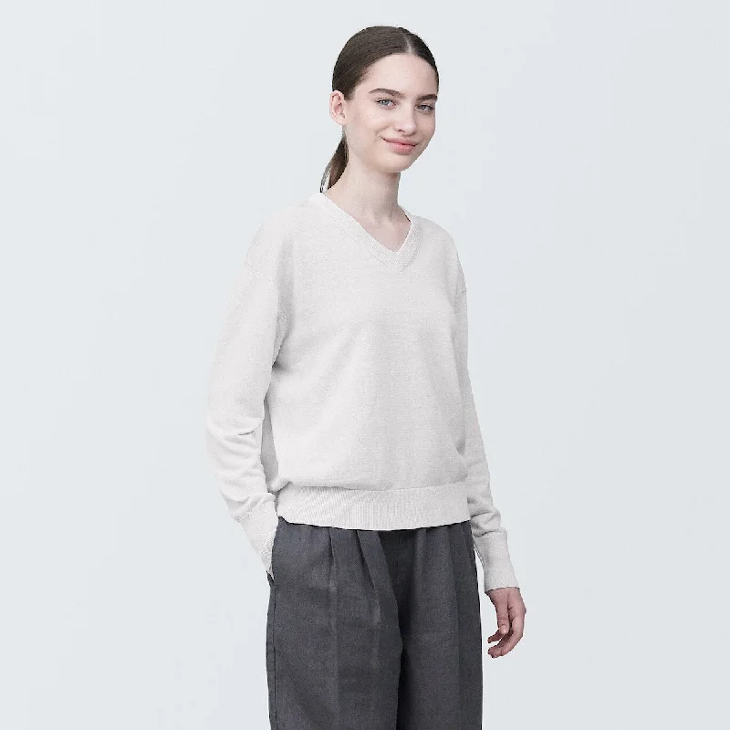 Hemp Blend V-Neck Sweater Elasticated Padded Insulated