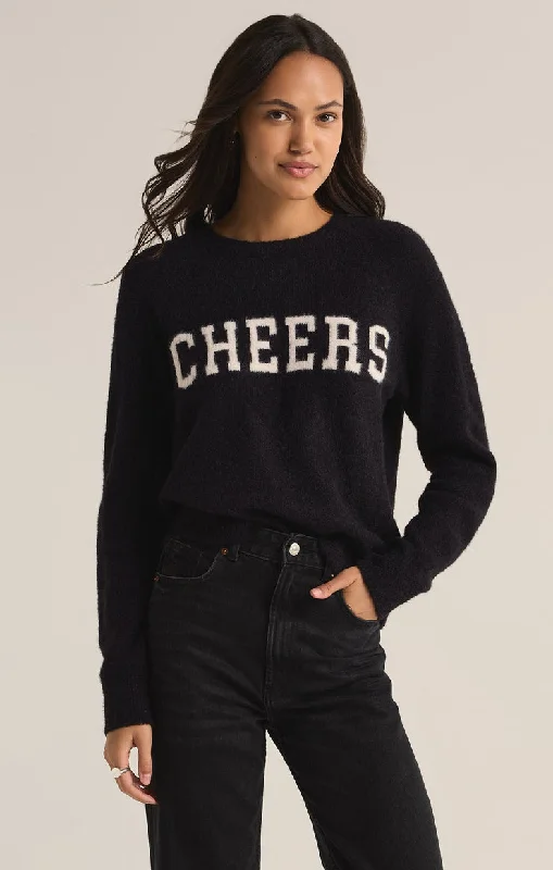 Z-Supply Lizzy Cheers Sweater - BLACK Boat Neck Shawl Collar Notched Collar